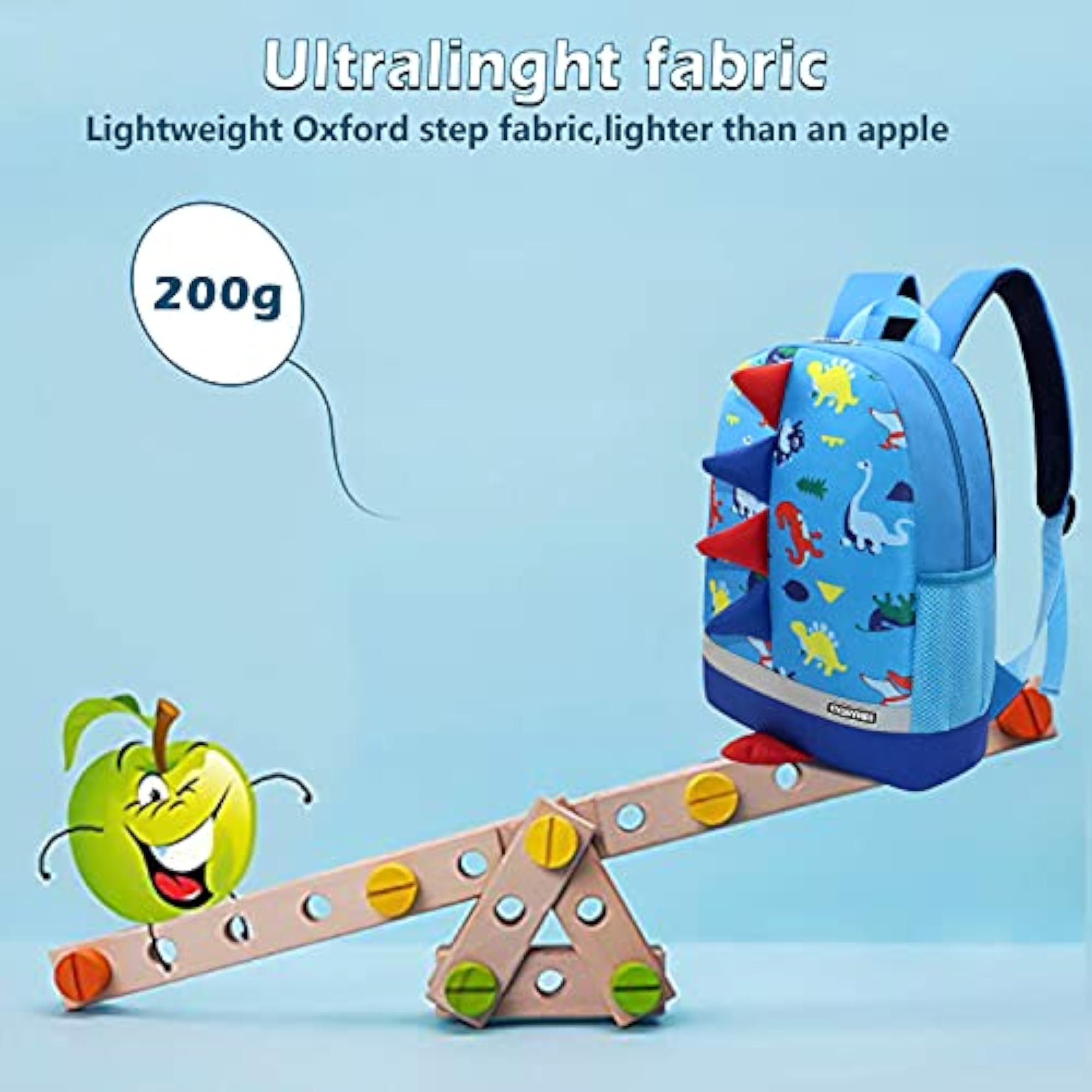 Uworth Kids Dinosaur Backpack, Toddler Rucksack Blue